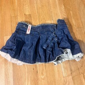 duchesse multi-layer buckle jean skirt